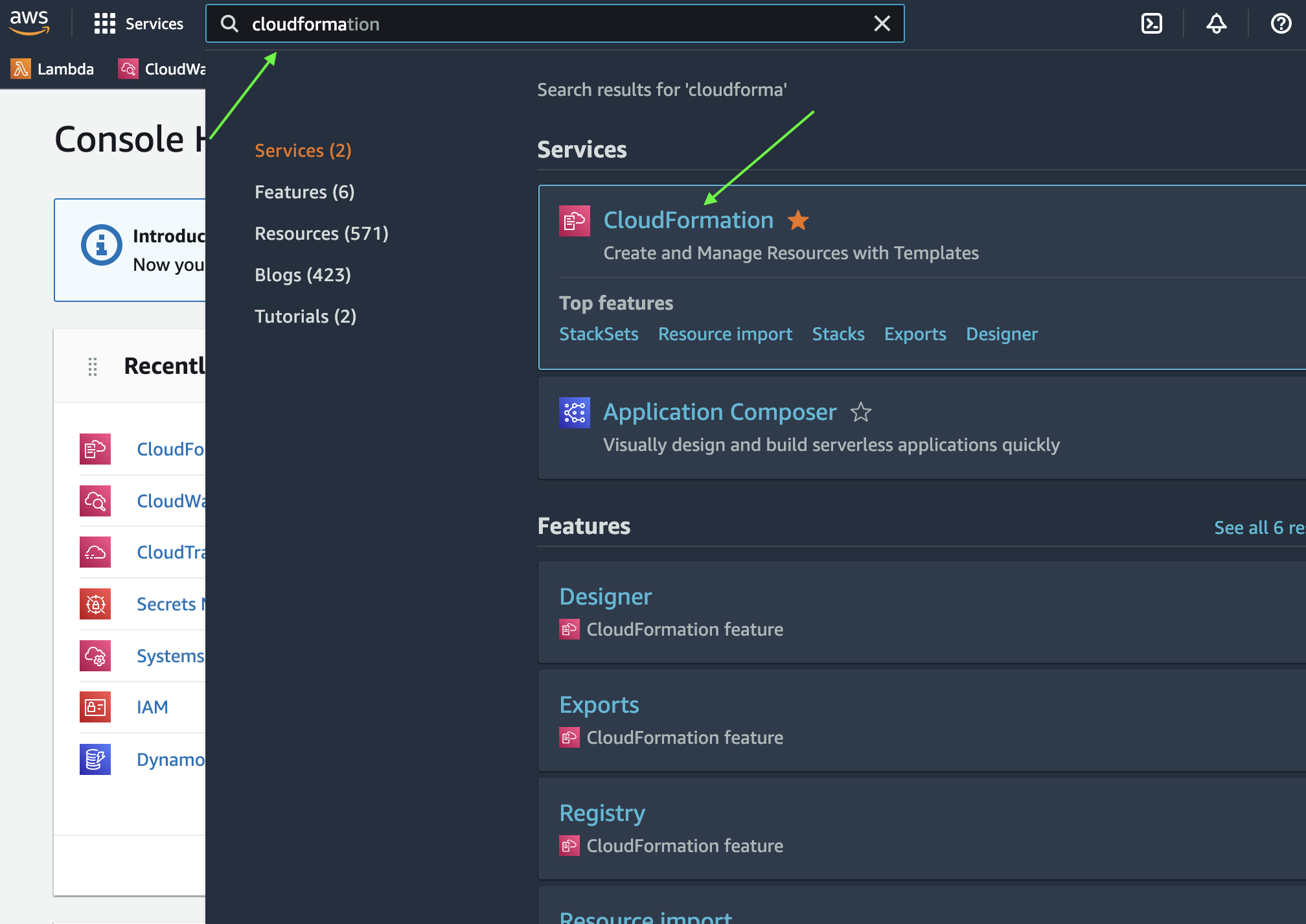 AWS Search CloudFormation