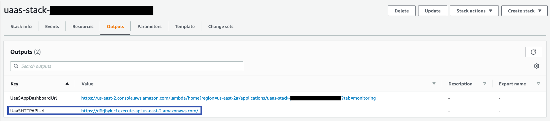 Inspect CloudFormation Outputs