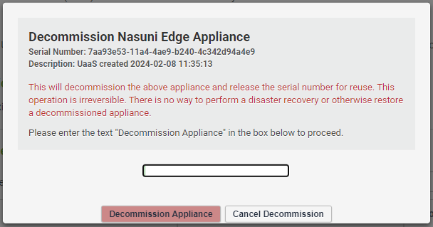Confirm decommission